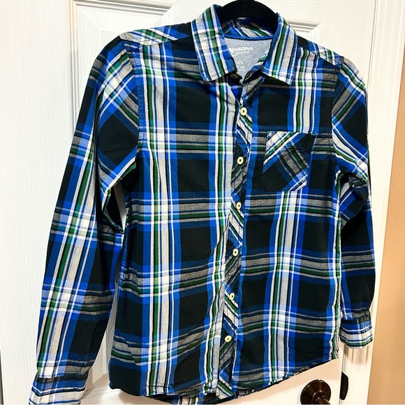 Arizona Boys Large 10/12 Cotton Button Down Plaid Long Sleeve EUC - Picture 2 of 4